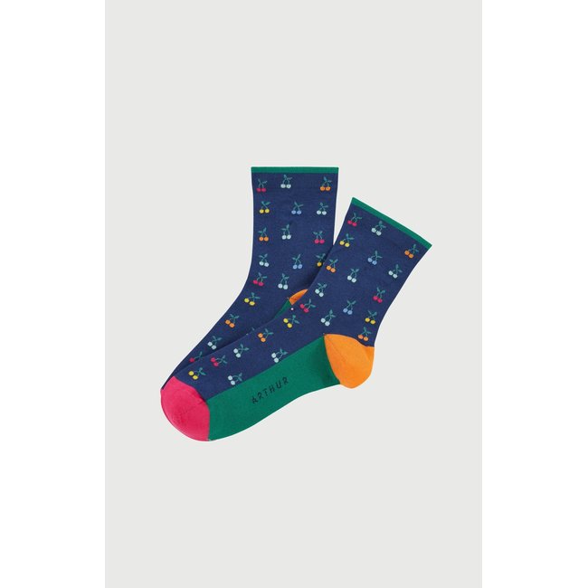 Chaussettes en coton imprimé Cerise marine <span itemprop=
