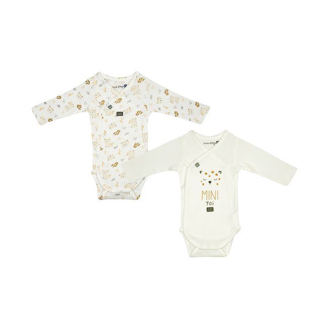 Lot de 2 bodies gust ouverture devant naissance beige <span itemprop=