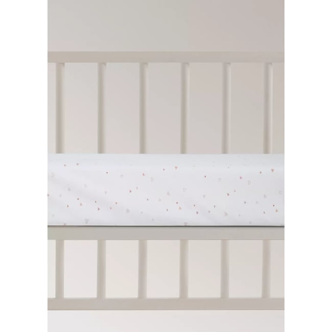 Drap-housse berceau 100 % coton cœurs nude <span itemprop=