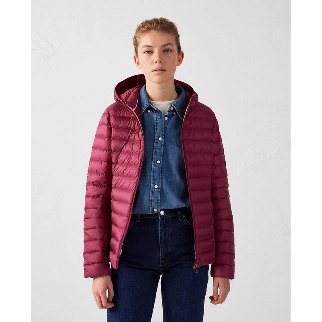 Doudoune légère zippée, à capuche, CLOE rouge framboise <span itemprop=