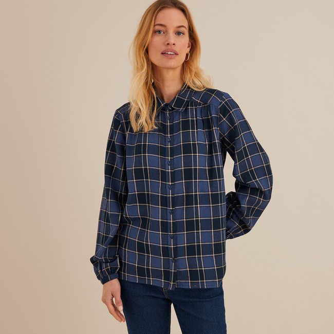Karierte Bluse mit langen Ärmeln marine/blau kariert ANNE WEYBURN