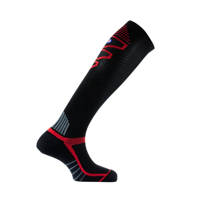 Mi-bas déperlant en polyamide MADE IN FRANCE noir rouge <span itemprop=