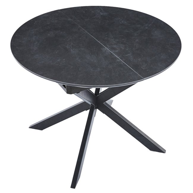 Table à manger ronde extensible en céramique - CERAMICA Couleur noir <span itemprop=