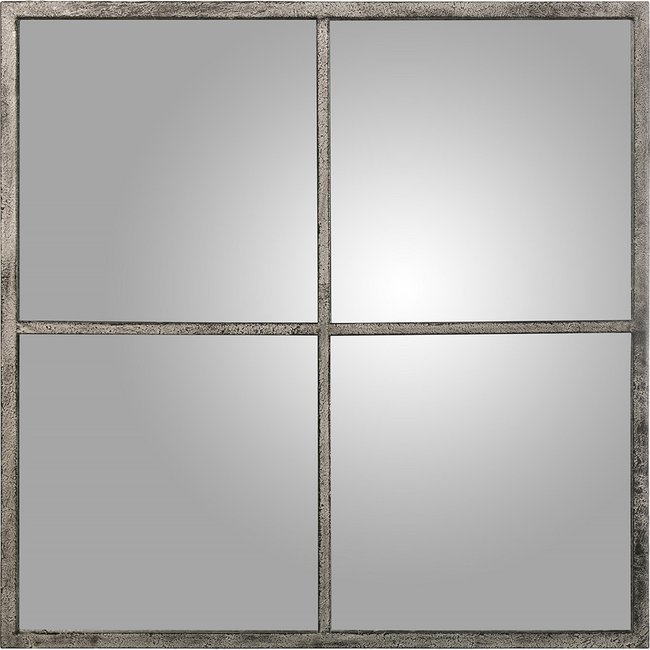 Miroir en métal, cadre texturé Couleur noir métallisé effet vieilli <span itemprop=