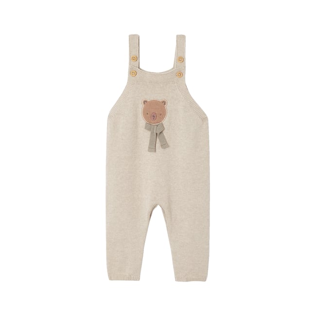Combinaison naissance beige chiné <span itemprop=