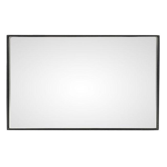 Miroir art déco vintage industriel rectangulaire métal noir 38cm Ismo Couleur noir carbone <span itemprop=