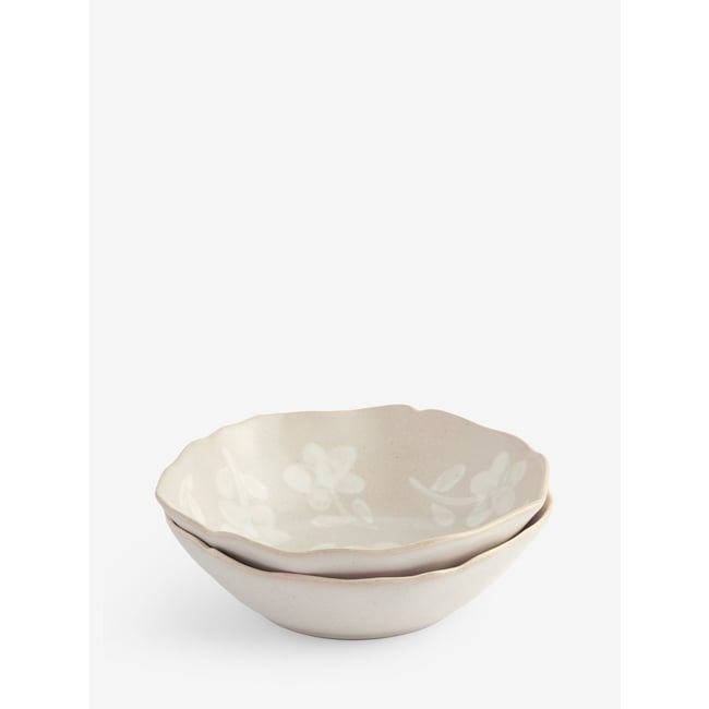 Bols floraux peints à la main, lot de 2 Couleur naturel <span itemprop=