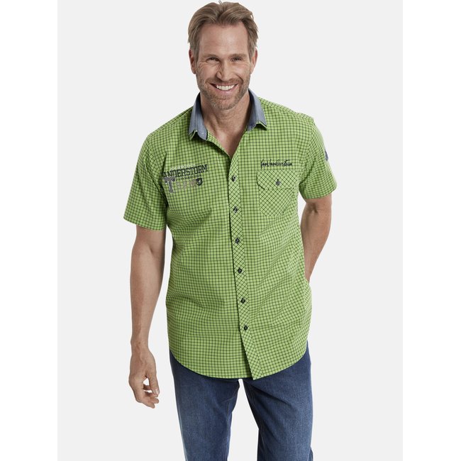 Chemise à manches courtes RUTGER vert clair à carreaux <span itemprop=