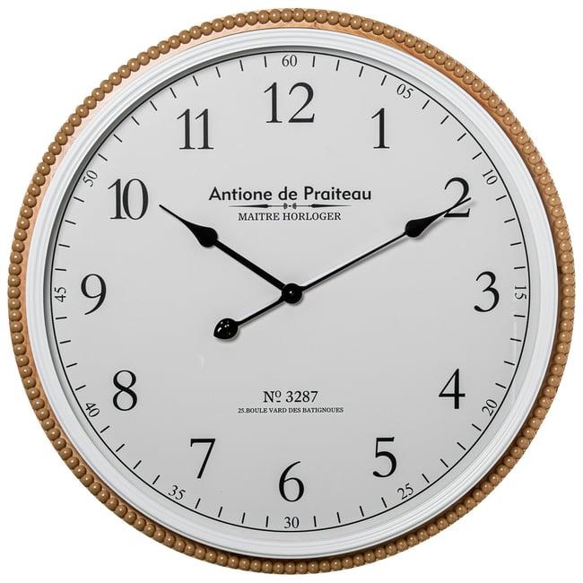 Grande horloge murale bois 65x65x6.5cm Couleur bois <span itemprop=