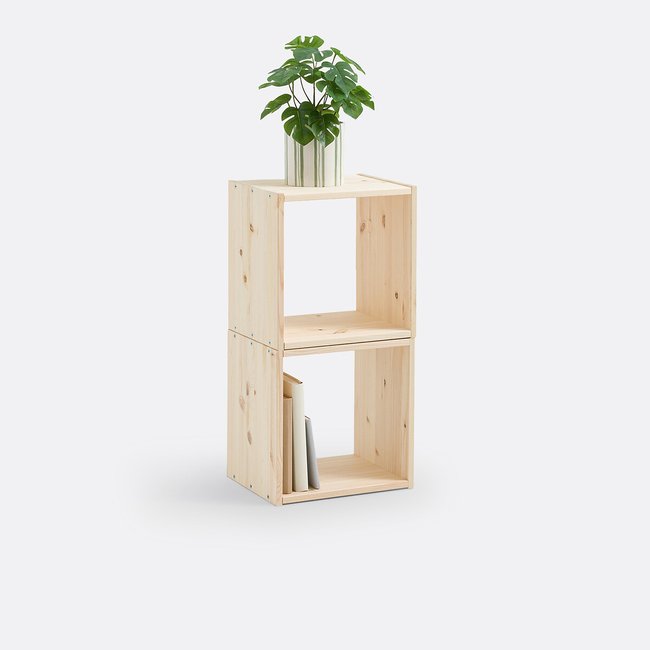 Cubo de almacenamiento, lote de 2, pino macizo crudo, Edgar pino natural <span itemprop=