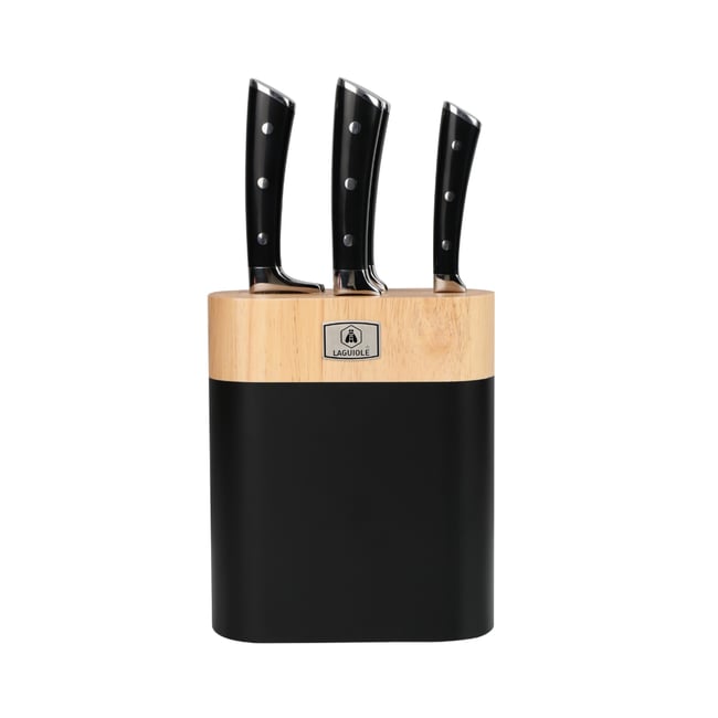 Bloc de 4 couteaux en acier noir - 