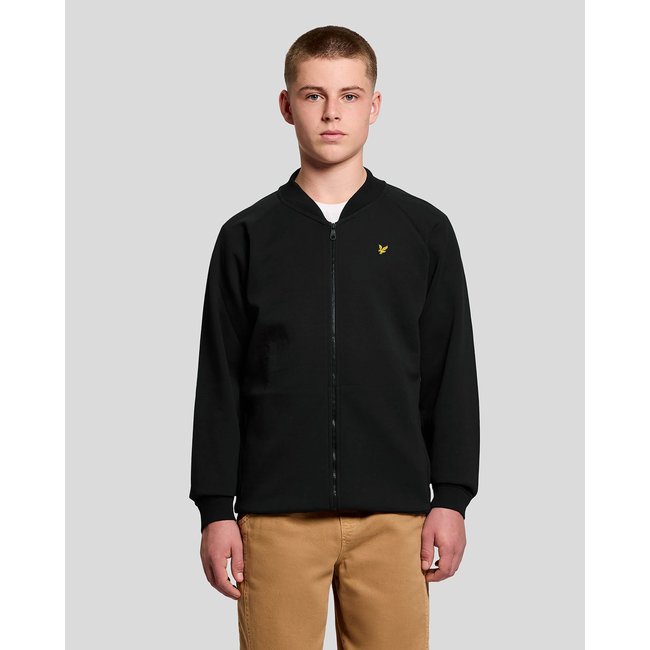 Veste bomber en mélange de coton noir jais <span itemprop=