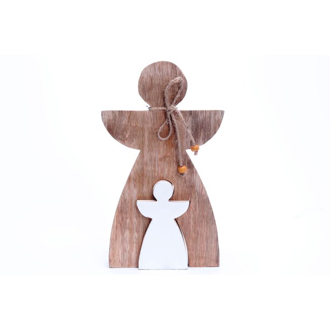 Décoration à poser de Noël en bois Ange Couleur marron <span itemprop=