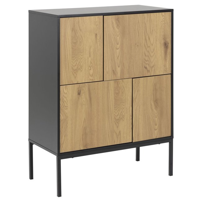 Buffet Sireine 4 portes en MDF et Métal Couleur noir <span itemprop=
