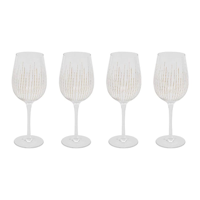 Lot de 4 verres à vin en verre LUNIS Couleur doré <span itemprop=
