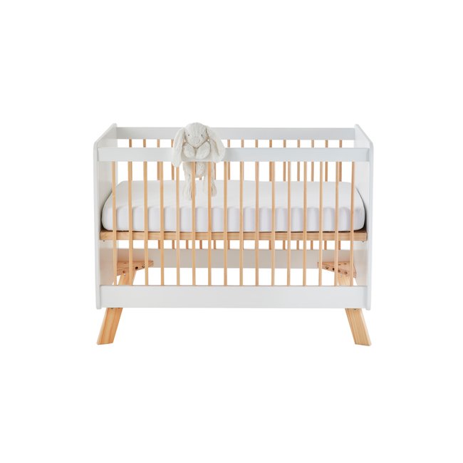 Lit bébé à barreaux LIGNE GRANDE OURSE Couleur blanc / bois <span itemprop=