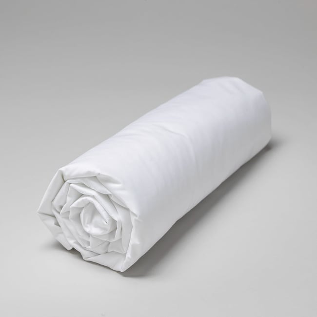 Drap housse percale de coton peigné 160 fils - 400tc FLORENCE blanc <span itemprop=