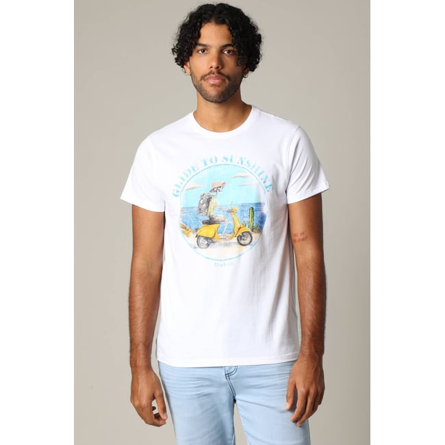 T-shirt classique en jersey avec imprimé DWAIN blanc <span itemprop=
