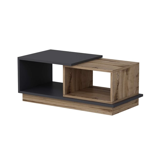 Table basse bicolore 2 niches de rangement ZÉLINE Couleur gris foncé <span itemprop=