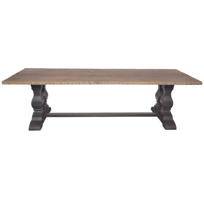 Table à manger en pin massif Pieds Vieux bois L280 cm Couleur bois <span itemprop=