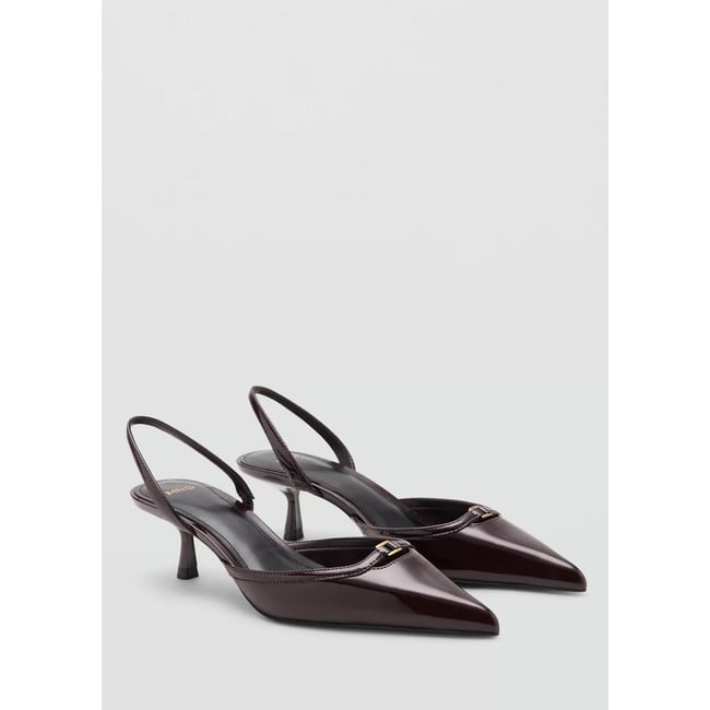 Chaussure à talon kitten en cuir verni bordeaux <span itemprop=