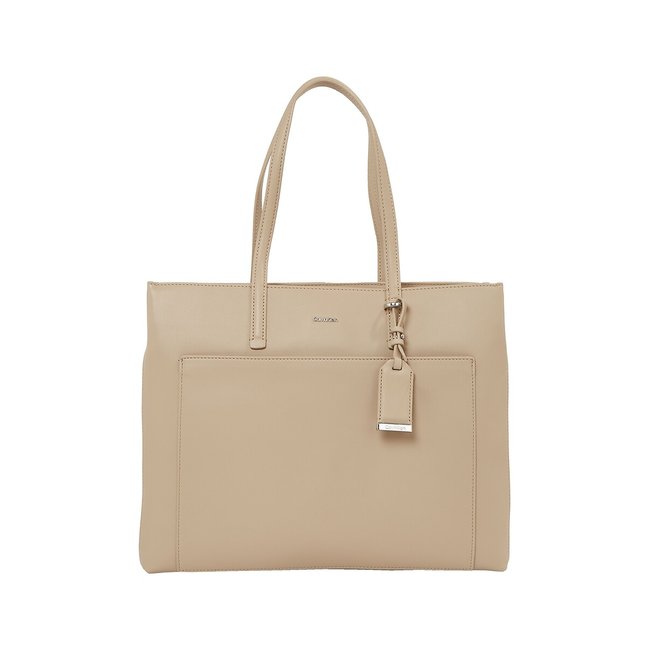 Sac cabas avec anses, porté épaule beige <span itemprop=