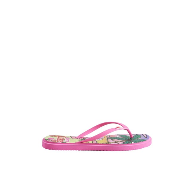 Tongs imprimées coca-cola cerise rose <span itemprop=