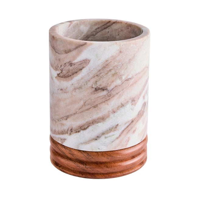 Pot à ustensiles en bois et marbre n. premium Couleur naturel <span itemprop=