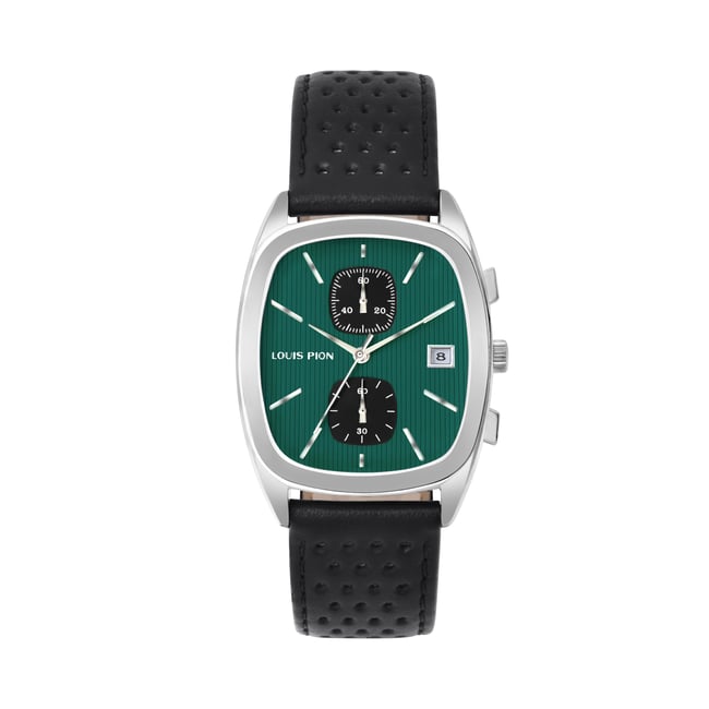 Montre Analogique  ARSÈNE argenté vert noir <span itemprop=
