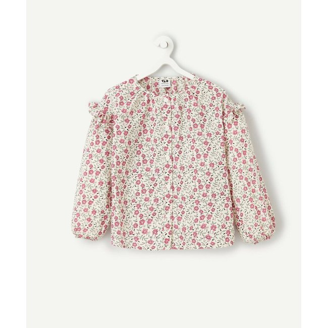 Camisa de mangas compridas estampado às flores <span itemprop=