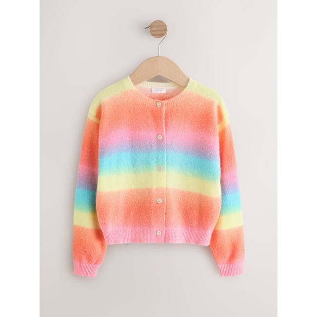 Cardigan à boutons rayure arc-en-ciel <span itemprop=