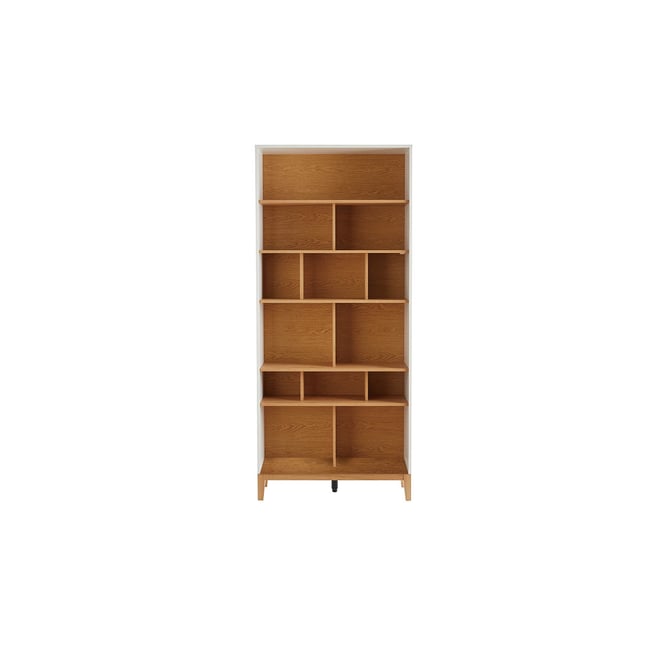 Bibliothèque scandinave en bois clair chêne et blanc L90 cm ABEL Couleur chêne clair <span itemprop=