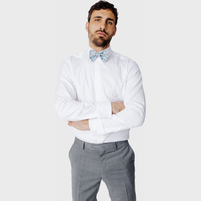 Chemise Regular fit Cérémonie double retors   à poignets mousquetaires blanc <span itemprop=