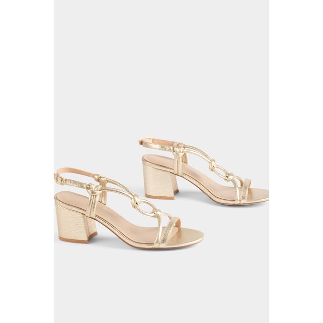 Sandales à talons et anneaux jaune or <span itemprop=
