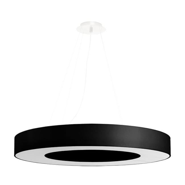 Suspension Tissu Noir E27 6 Saturno Couleur noir <span itemprop=