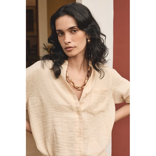 Chemise à manches longues DONY creme <span itemprop=