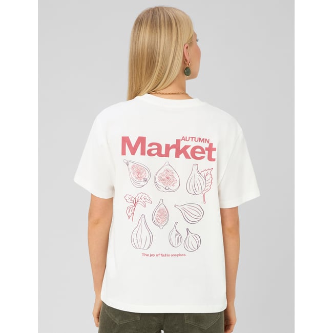 T-shirt imprimé manches courtes blanc écru <span itemprop=