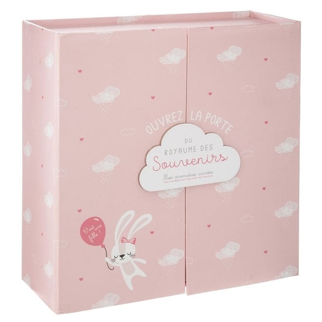 Atmosphera Coffret Naissance Maison Animaux - Boîte Souvenirs Bébé 10 Tiroirs + Cadre Photo