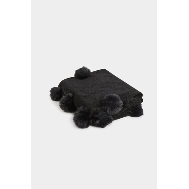 Écharpe doublée à pompons noir <span itemprop=