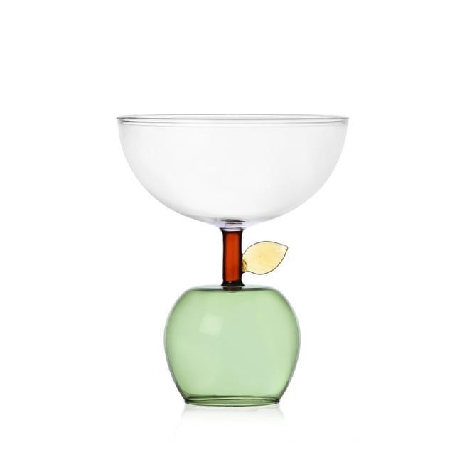Bol à glace verre pomme  FRUITS AND FLOWERS Couleur vert <span itemprop=