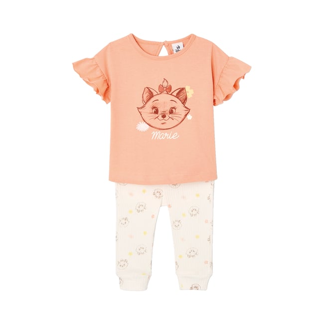 Ensemble bébé T-shirt + legging Disney Marie Les Aristochats abricot <span itemprop=