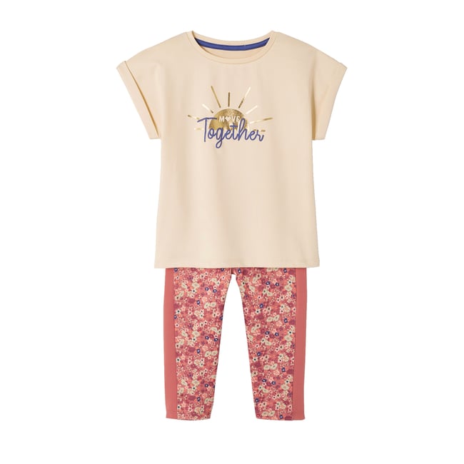 Ensemble de sport t-shirt et corsaire motif 