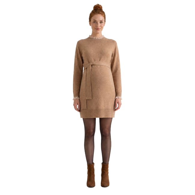 Robe de grossesse manches longues taupe <span itemprop=