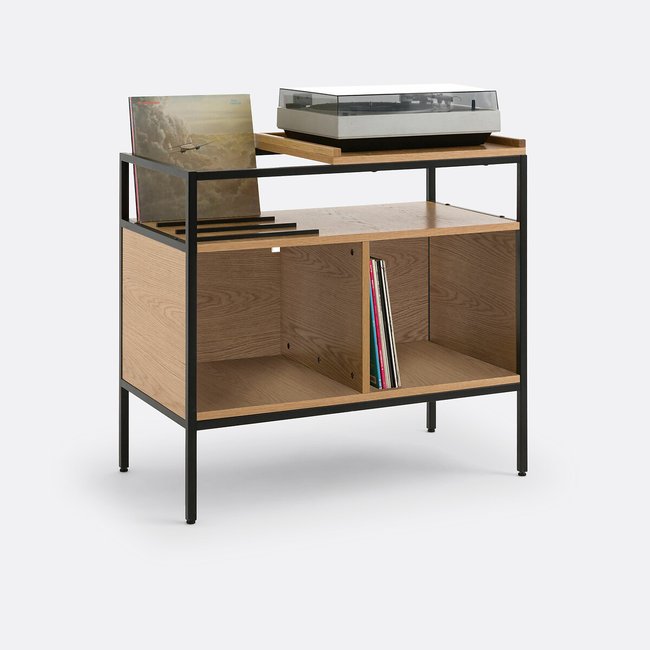 Volga L87cm Oak & Metal Record Player Unit, oak, LA REDOUTE INTERIEURS
