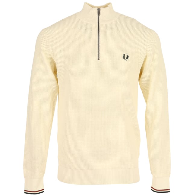 Pull WAFFLE STITCH HALF ZIP JUMPER ecru <span itemprop=