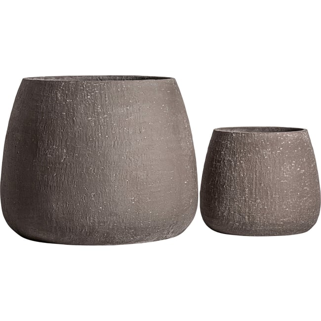 Duo de vases amphore en ciment Couleur brun grisé <span itemprop=
