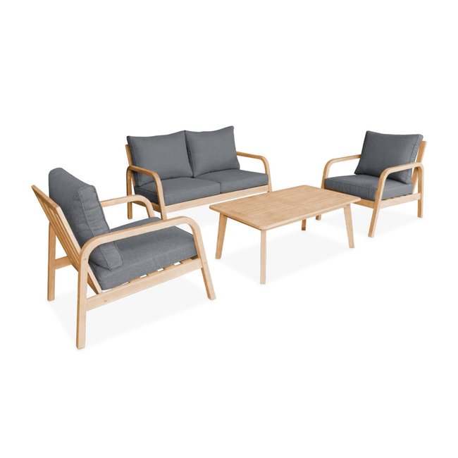 Salon de jardin bois d'acacia 4 places CARNOTA gris <span itemprop=