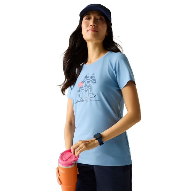 T-shirt extensible manches courtes motif/style arbres FINGAL bleu clair imprimé <span itemprop=