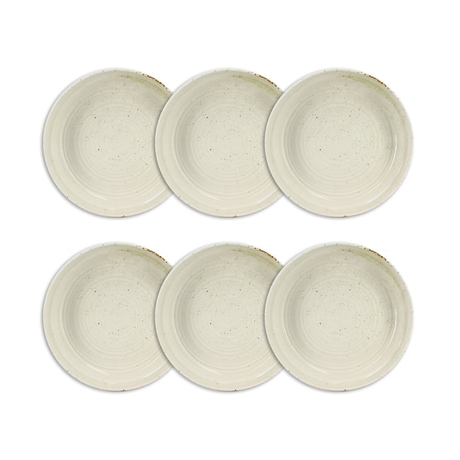 Lot de 6 assiettes creuses 66cl en porcelaine, ORA Couleur beige <span itemprop=