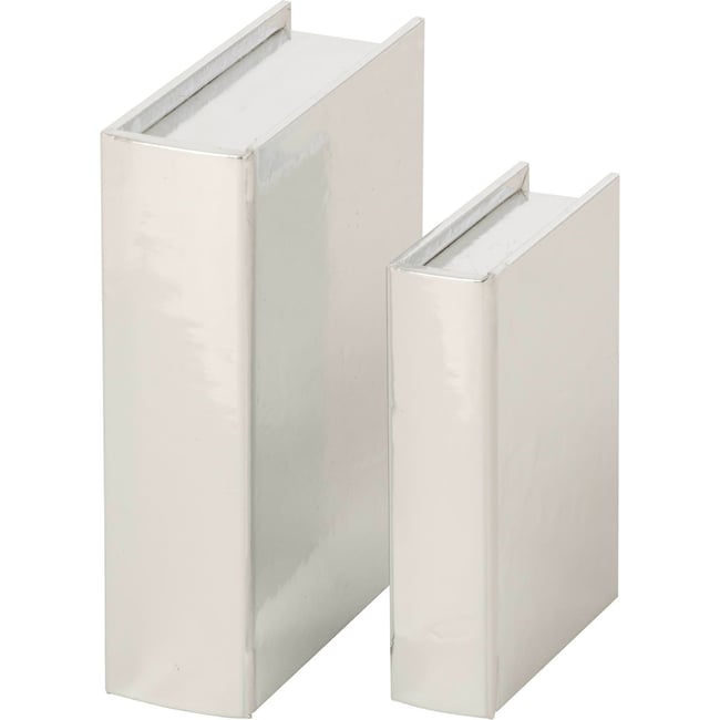 Lot de 2 boîtes livre décoratives Couleur argenté brillant <span itemprop=